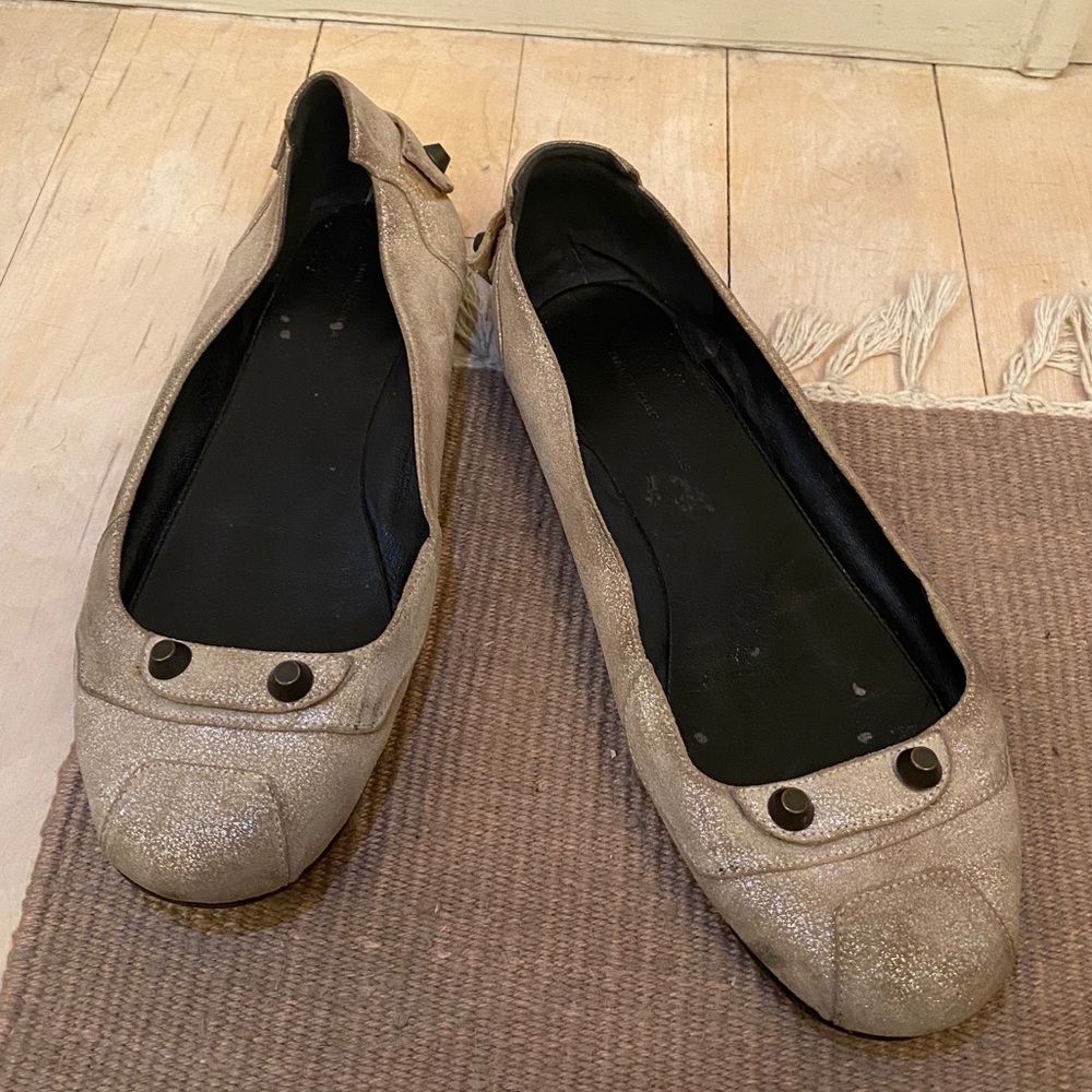 Balenciaga Tan / Metallic Flats